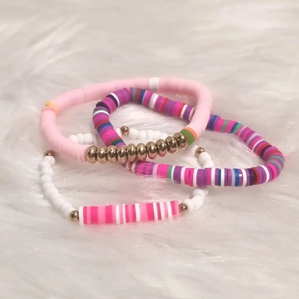 👋 CHRISTMAS STACKING BRACELET SET charm adjustable PINKS & PURPLES